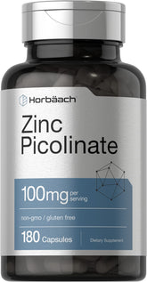 Horbäach Zinc Picolinate 100mg, bouteille pour une utilisation quotidienne.