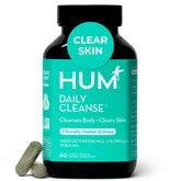 Hum Daily Cleanse – Bouteille visible, capsules faciles à avaler pour un teint plus clair.