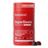 Gomme Humann SuperBeets cœur en bouteille, soutien potentiel énergie et circulation.