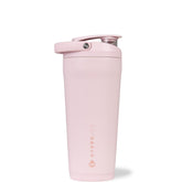 HydroJug Shaker inox 24oz rose sable: garde le froid et évite la condensation.