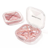 HyJeryty porte-pilules 4 compartiments rose, rangement pratique pour vos vitamines au quotidien.