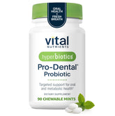 Hyperbiotics Vital Nutrients Pro Dental – emballage, tablettes menthe pour haleine fraîche.