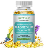 HZZYPLANT Glycinate magnésium 500 mg – bouteille avec gélules molles faciles à prendre.