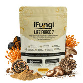 iFungi Life Force 7: bouteille sur table pour une utilisation quotidienne.