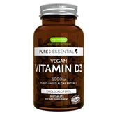 Igennus Vitamin D3 Végan 1000UI — tablettes dans une bouteille, soutien potentiel au système immunitaire