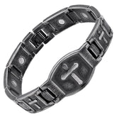 iHeartDogs Hero Company Magnetic Bracelet for Men - 'For The Fallen' Arlington Magnetic Stainless Steel Men's Cross Christian Bracelet