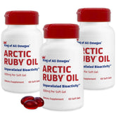 Arctic Ruby Oil Immunocorp, bouteille ouverte, potentiel soutien cardio-vasculaire.