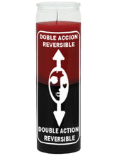 Bougie INDIO réversible noir et rouge avec sérigraphie, usage potentiel pour l inversion d énergie