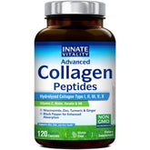 Innate Vitality – bouteille de peptides de collagène suggérant une routine beauté et hydratation.