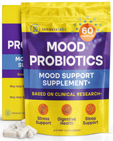 InnovixLabs Mood Probiotic - bouteille emballage, soutien potentiel du bien-être digestif.