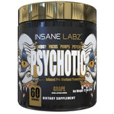 Insane Labz Psychotic Gold, flacon-poudre, énergie soutenue prête pour l'entraînement.
