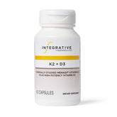 Bouteille Integrative Therapeutics K2+D3 prête pour l’utilisation quotidienne et le soutien osseux.