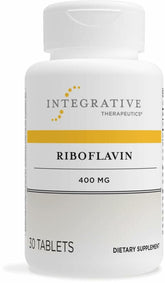 Integrative Therapeutics Riboflavin — bouteille visible, sans gluten et sans produits laitiers.