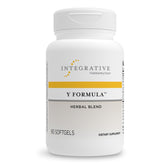 Integrative Therapeutics Y Formula — bouteille et versement, soutien intestinal potentiel après les repas.