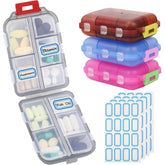 INVODA boîte pilules de voyage avec 10 compartiments, pratique et compacte.