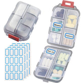 INVODA Organisateur de pilules voyage, 10 compartiments gris, pratique en déplacement.