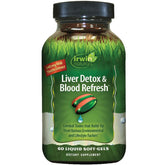 Bouteille Liver Detox & Blood Refresh Irwin Naturals prête pour détox du foie.