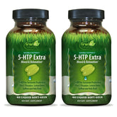 Flacon Irwin Naturals Double Potency 5-HTP Extra, facilité d'utilisation pour la relaxation.