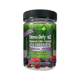 Gommes Stress-Defy d Irwin Naturals près de la bouteille, soutien potentiel au calme et à la clarté mentale.