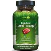 Bouteille Irwin Naturals Triple-Boost prête pour une énergie durable sans caféine.