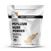 Its Just! Poudre psyllium finement moulée pour un mélange rapide et riche en fibres.