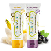 Jack N' Jill dentifrice enfants Banane-Cassis, tube coloré pour un brossage agréable.