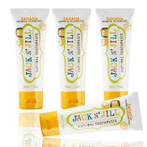 Jack N' Jill dentifrice naturel bébé banane, emballage pratique et sûr.