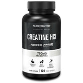 Jacked Factory Creatine HCl capsules en bouteille, soutien potentiel à la force et à l'endurance.