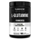 Jacked Factory L-Glutamine en poudre dans une bouteille, idéale pour récupérer après l'effort.