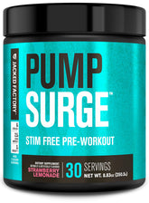 Jacked Factory Pumpsurge, bouteille fraise-citronnade, goût rafraîchissant et sans caféine.