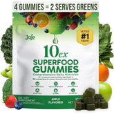 Jaje Health 10ex Supergreens Gummies bouteille: collation pratique et gourmande.