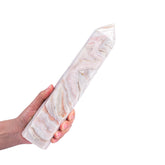 JIC Gem obélisque en agate rose, pyramide polie favorisant calme intérieur et concentration
