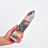 Bâton cristal agate rayée JIC Gem, parfait pour méditation et équilibre émotionnel.