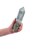JIC Gem obélisque fluorite colorée, 6 faces, équilibre émotionnel potentiel.