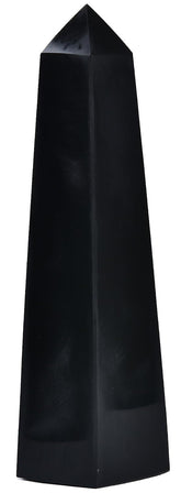 JIC Gem obsidienne noire avec pointe quadruple facettes, énergie concentrée pour méditation
