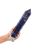 JIC Gem obélisque sodalite bleue grand, idéal pour méditation et équilibre.
