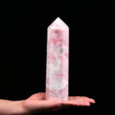 JIC Gem Pointe opale poudre rose, idéale pour méditation et ambiance apaisante.
