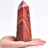 JIC Gem Tour jaspe rouge — quatre faces, focalisation d'énergie pour méditation
