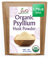 Jiva Organics poudre psyllium, emballage pratique, fibres faciles à doser.