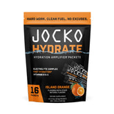 Jocko Fuel Hydrate en sachet orange île, hydratation efficace après l’effort.