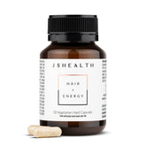 JSHealth Vitamines Cheveux Énergie — bouteille, soutien potentiel pour cheveux sains et énergie.