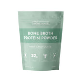 Just Ingredients bouillon-protéine menthe-chocolat en bouteille, parfait pour shakes matinaux.