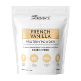JUST INGREDIENTS poudre protéinée vanille française dans son sachet, pratique après l’entraînement.