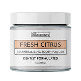 JUST INGREDIENTS poudre reminéralisante pour dents – bocal, soin doux et efficace.