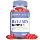 Justified Laboratories Microbio Keto ACV Gummies en boîte, pratique pour un apport quotidien rapide et végane.