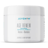 Juvenon AgeRenew Betaglucan – bouteille visible et impression de fraîcheur immunitaire potentielle.