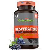 Kaibro Nutra Resveratrol: bouteille 1500mg pour un soutien potentiel anti-âge.