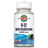 KAL B-12 Méthylcobalamine, bouteille de pastilles, soutien potentiel à l'énergie.