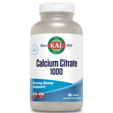 Kal Calcium Citrate 1000 mg – bouteille démontrant le soutien des os et des dents.
