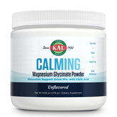KAL Calming Magnesium Glycinate en poudre dans bouteille, soutien potentiel à la relaxation nocturne.
